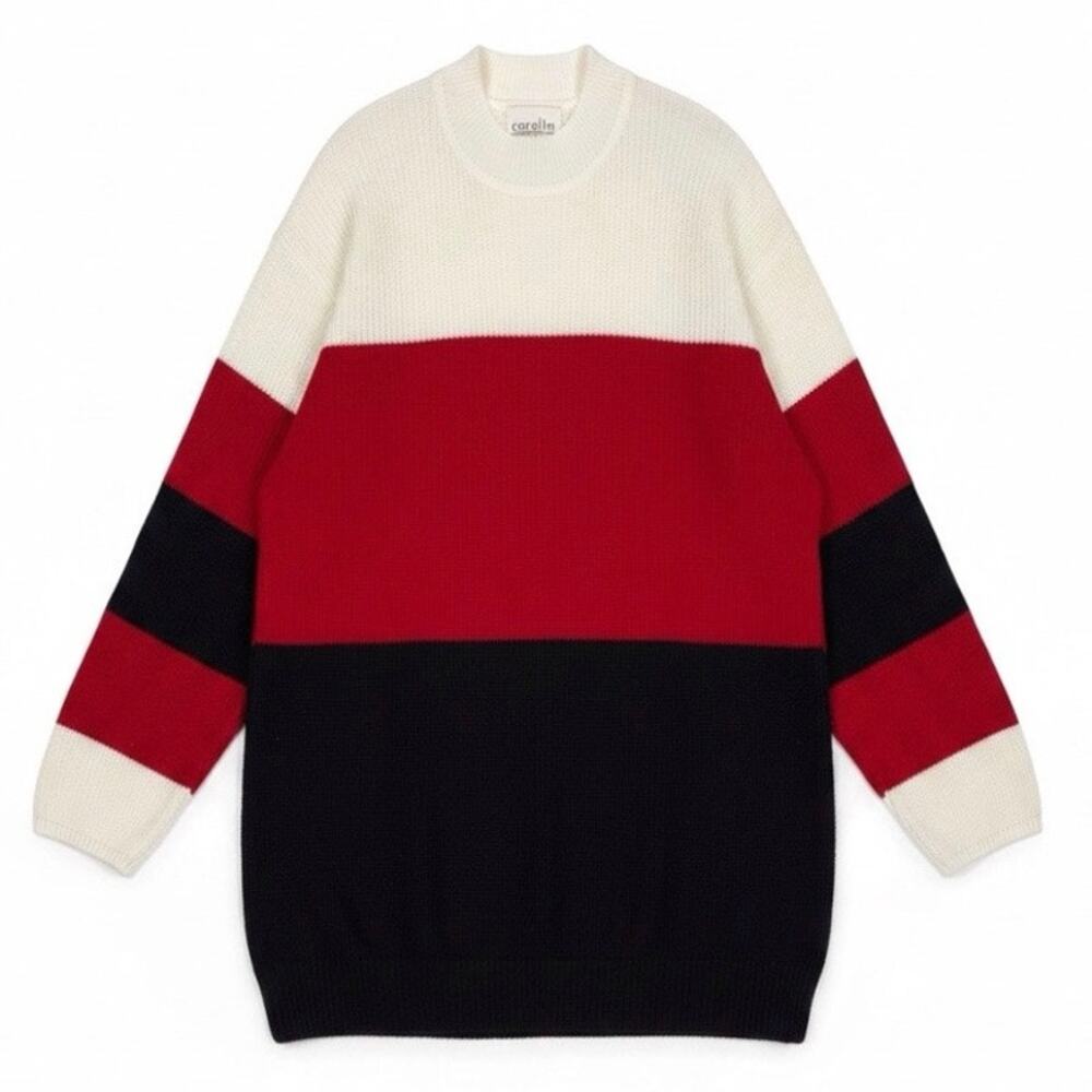 Vintage CAROLINA COLOURS Women's SWEATER Red Black Ivory Size 3X
